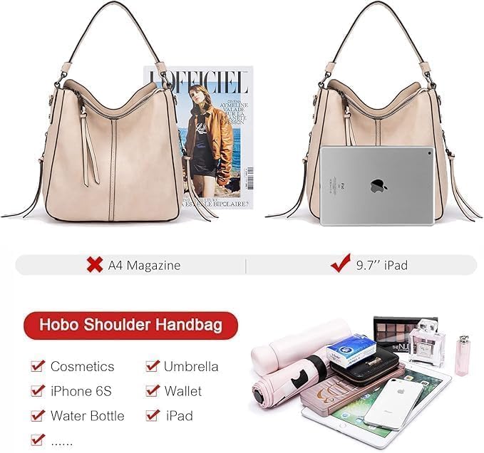 Realer Hobo Crossbody Bags for Women Designer Faux Leather Hobo Handbags Retro Large Size Shoulder Bag Bucket Purse