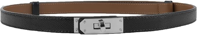 FENLDY Adjustable Thin Belts For Womens Skinny Belts For Dresses Womens Solid Color Alloy Turn Lock Belts For Jeans