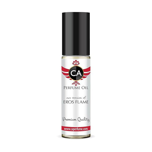 CA Perfume Impression of Eros Flame for Men Eau De Parfum Woody Spicy Scent Long Lasting Cologne for Men Travel Size TSA Ready for Day and Night Wear 0.33 Fl Oz 10ml