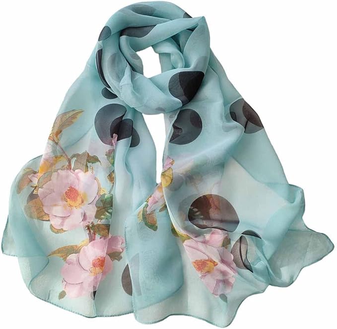 Pokeedioty Scarfs for Women Lightweight Fashion Scarves Elegant Floral Pattern Sheer Scarfs Sunscreen Shawls Wraps