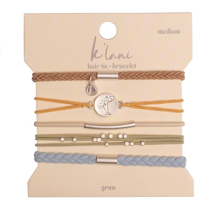 K'lani Hair Tie Bracelets for Women - Elastic Hair Bands That Double as Stylish Jewelry - Grow - Medium