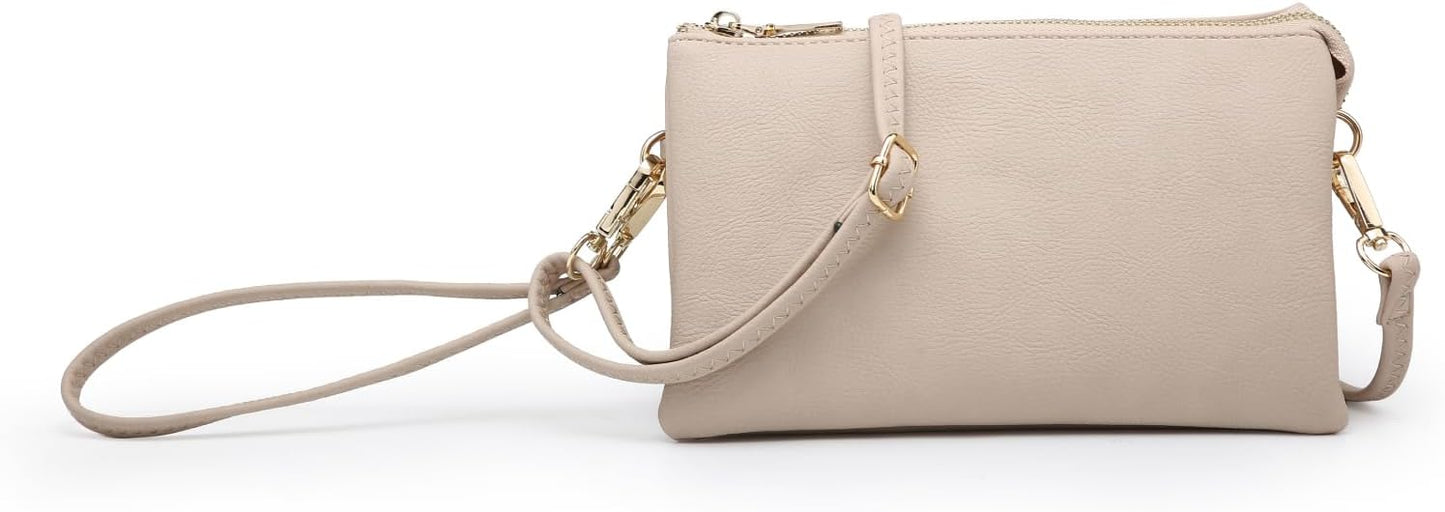 JEN & CO. Riley Small Crossbody Bags for Women Vegan Leather Wristlet Clutch Wallet Purses Handbags with 2 Straps