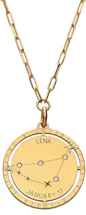 OAK & LUNA - Personalized Engraved Constellation Necklace with Diamond - Designer Gift for Her, Women, Mom - Custom Dainty Jewelry for Christmas, Mother's Day, Birthday