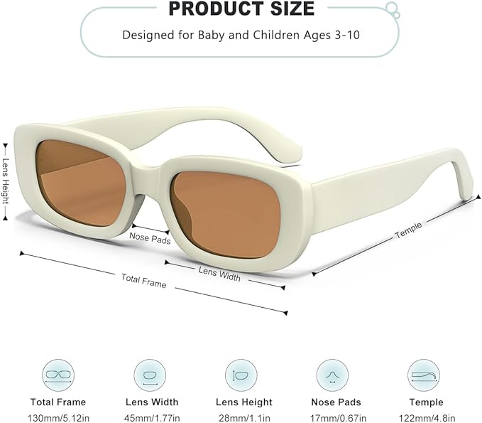 Retro Rectangle Kids Sunglasses 90’s Vintage Fashion Narrow Square Frame Glasses Shades for Girls Boys UV Protection