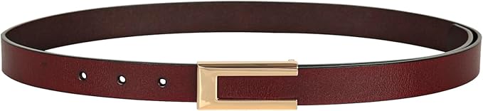 Women's Fashion Classic Metal Buckle Leather Belt with Jeans Dress
