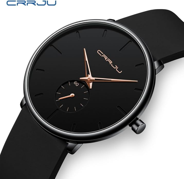 CRRJU Men’s Women Watch Casual Stylish Waterproof Quartz Unisex Wristwatches, Ultra Thin Watches for Men Women, Colorful Silicone Band