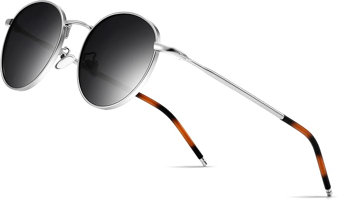 SUNGAIT Ponderable Metal Round Sunglasses for Men Women Classic Vintage Polarized Circle Sun Glasses