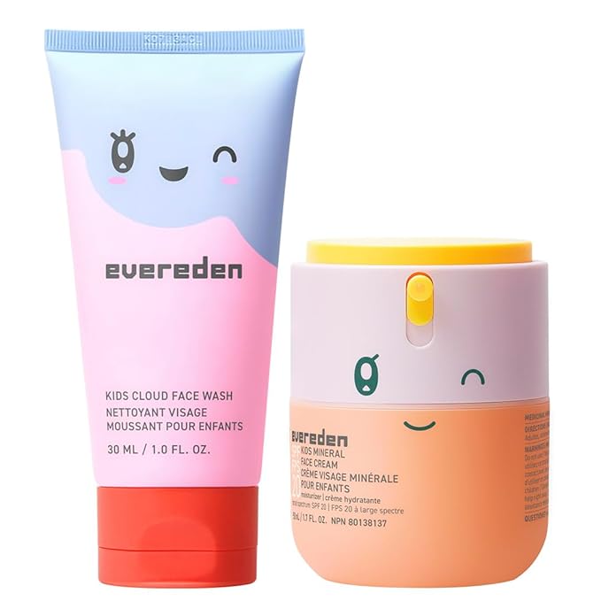 Kids Healthy Morning Duo: Clean & Vegan Skin Care for Kids Bundle | Skin Care Cloud Face Wash + SPF 20 Mineral Face Cream | Non-Toxic | Non-Comedogenic | Fun | Easy-to-Use Skincare