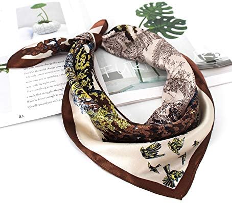 ANDANTINO 100% Real Mulberry Silk Scarf -21'' x 21''- Lightweight Neckerchief –Women Men Small Square Digital Printed Scarves