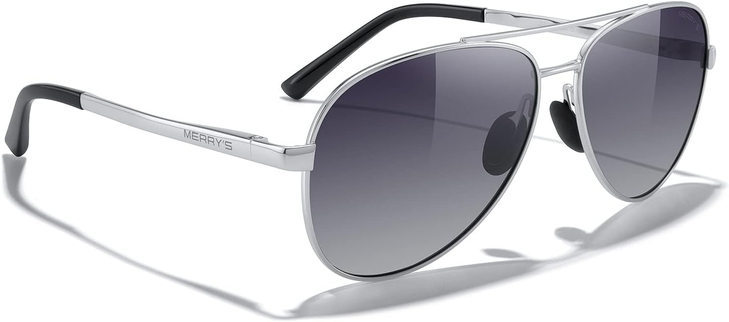 MERRY'S Aviator Sunglasses for Men Women - Polarized Driving Sun glasses Mirrored Lens UV 400 Protection 58 MM