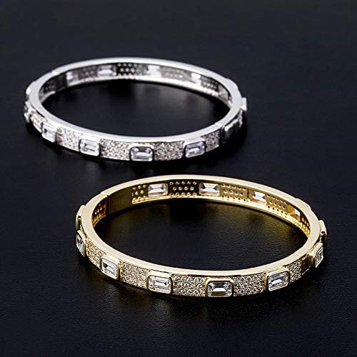 14K Gold Over S925 7mm Densely Set Emerald Cut Mossanite Jewelry, Hip-Hop Style Bracelet, Unparalleled Brilliance for Every Occasion