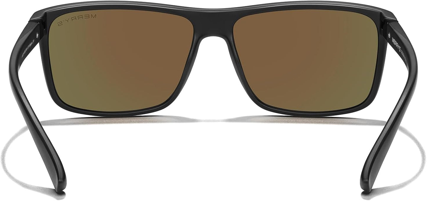 MERRY'S Rectangular Polarized Sports Sunglasses for Men Women Cycling Driving Fishing UV400 Protection S8225
