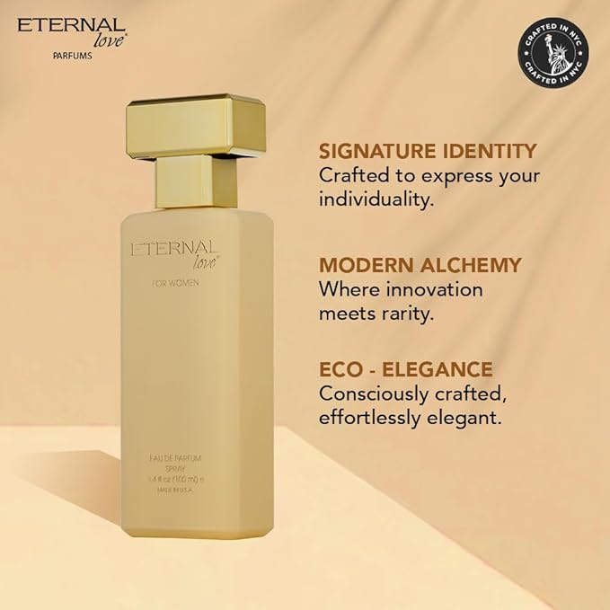 Eternal Love for Women - Long Lasting Eau de Parfum Spray - Premium Floral Fragrance with Peach & Sandalwood - Soft Feminine Scent - 3.4oz