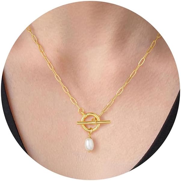 Yoosteel Pearl Necklace for Women - 14K Gold Plated Pearl Pendant Necklaces Minimalist Women Pearls Layered Necklace Dainty Trendy Bridal Bridesmaid Wedding Gifts for Her