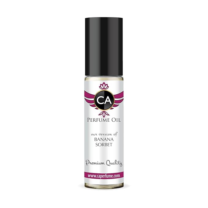 CA Perfume Originals Banana Sorbet Unisex Fragrance Oil Fruity Scent Long Lasting Perfumes for Women & Men Travel Size TSA Ready Mini Parfum Body Oil Roll-on 0.33 Fl Oz 10ml
