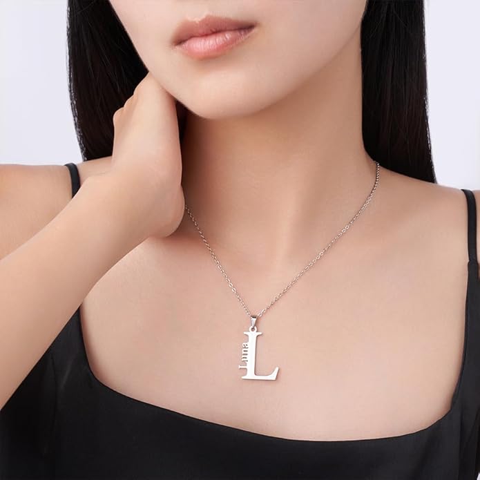 CALLIE Personalized Initial Name Combination Necklace for Women, Stainless Steel Minimalist Pendant Necklace, Custom Dainty Jewelry, Valentine's Day Christmas Graduation Birthday Gifts for Women
