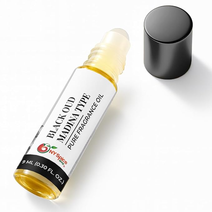 NY Spice Shop Black Oud Madina Musk Fragrance – Pack of 3 Musk and Oud Blend – Madina Fragrance Oil with Warm Deep Musky Long Lasting Aroma – Traditional Arabic Perfume for Personal Scent Collection