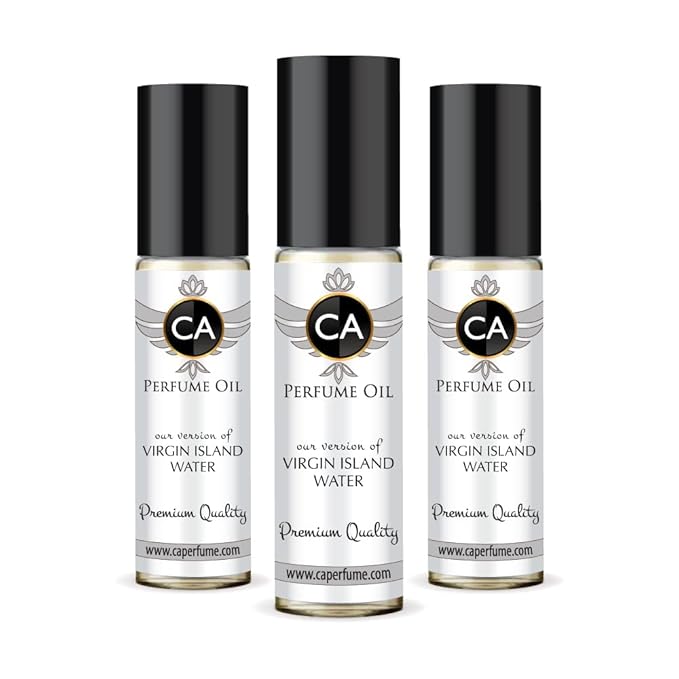 CA Perfume Impression of Virgin Island Water Unisex Eau De Parfum Citrus Scent Long Lasting Unisex Fragrance Travel Size TSA Ready for Day and Night Wear 0.33 Fl Oz 10ml (Pack of 3)