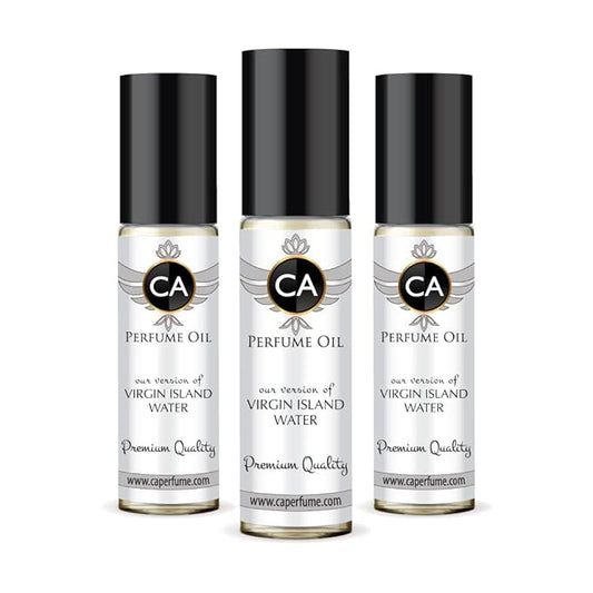 CA Perfume Impression of Virgin Island Water Unisex Eau De Parfum Citrus Scent Long Lasting Unisex Fragrance Travel Size TSA Ready for Day and Night Wear 0.33 Fl Oz 10ml (Pack of 3)