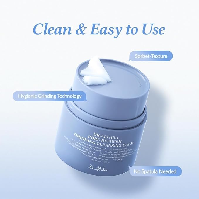Dr.Althea Pore Refresh Grinding Cleansing Balm | Pore Cleanser with Green Tea Extract | Hygenic One-Step Makeup Cleansing Cream | For All Skin Types | Korean Vegan Skin Care | 1.69 Fl Oz