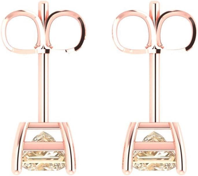 14K Rose Gold Natural Morganite Stud Earrings with Push back - Hypoallergenic, 1.5 cttw - Minimalist Women's Fine Jewelry