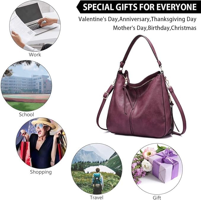 Realer Hobo Crossbody Bags for Women Designer Faux Leather Hobo Handbags Retro Large Size Shoulder Bag Bucket Purse