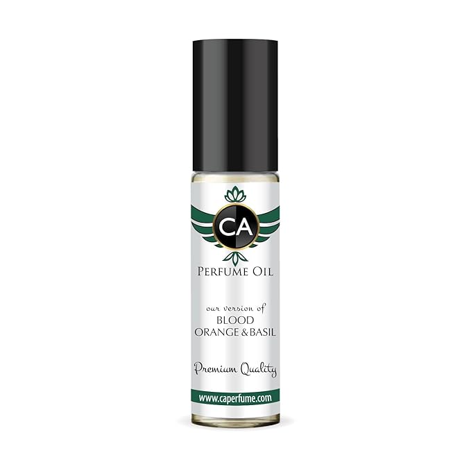 CA Perfume Impression of Blood Orange & Basil Unisex Fragrance Oil Citrus Aromatic Scent Long Lasting Perfumes for Women & Men Travel Size TSA Ready Mini Parfum Body Oil Roll-on 0.33 Fl Oz 10ml