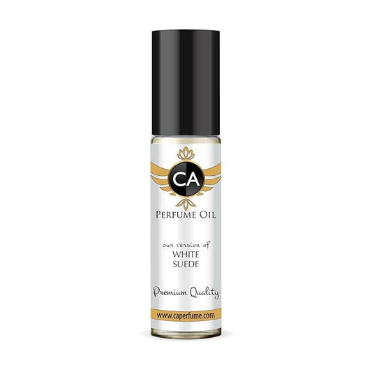 CA Perfume Impression of White Suede for Women Eau De Parfum Floral Woody Musk Scent Long Lasting Perfumes for Women Travel Size TSA Ready for Day and Night Wear 0.33 Fl Oz 10ml