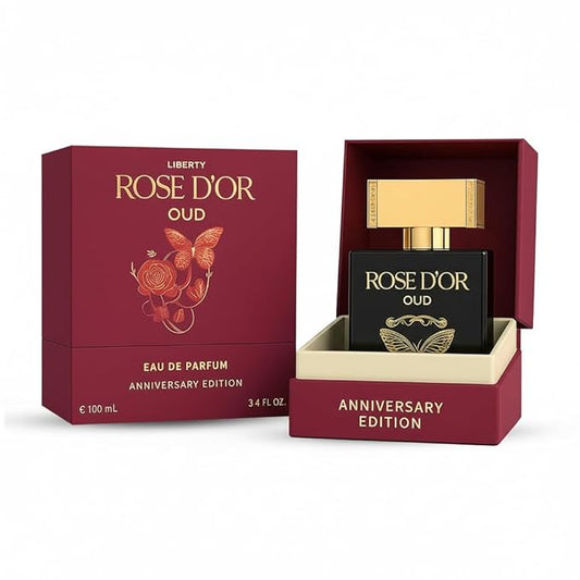 Liberty Rose Oud Anniversary Edition 3.4 Oz/100ml | Unisex Long Lasting Oud Fragrance | Perfume for Men and Women | Woody Floral Oriental Fragrance with Oudh