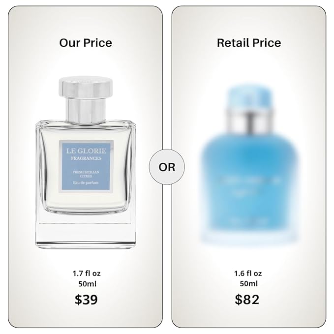 Inspired by L*ght Blue, Fresh Sicilian Citrus EDP, Long Lasting 12-14 Hours Perfume Spray for Men, Unisex, All Skin Types, Cruelty Free - 1.7 Fl oz 50ml