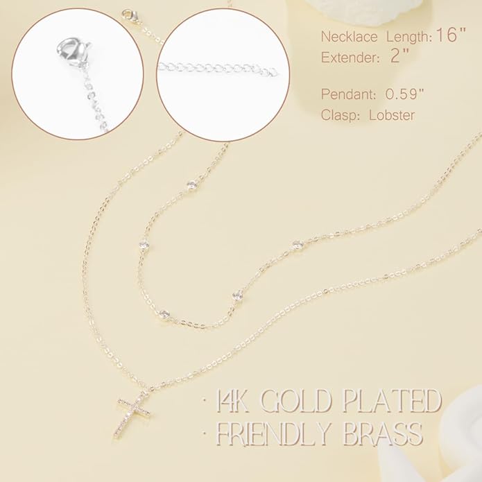 Infinity Cross Necklace for Women, Unique Trendy Fahion Cross Jewelry Gifts, Non Tarnish & Waterproof Dainty Simple Gold Cross Pendant, Christian Religious Easter Faith Accessories Jewelry Gifts
