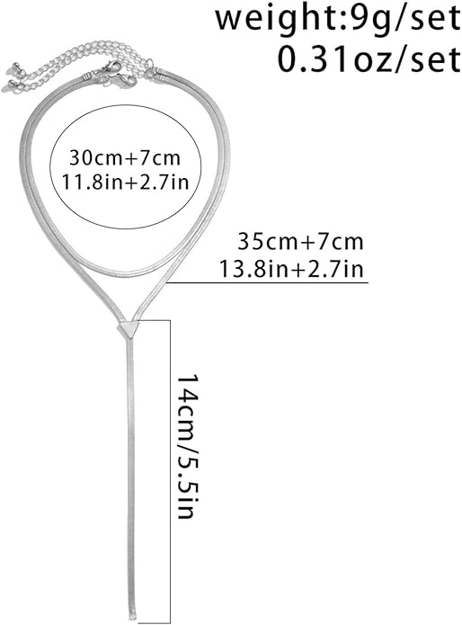 Atiptu Chunky Gold Choker Necklace for Women Silver Statement Y Necklace Long Herringbone Snake Chain Lariat Necklaces Prom Body Jewelry Accessories Gifts