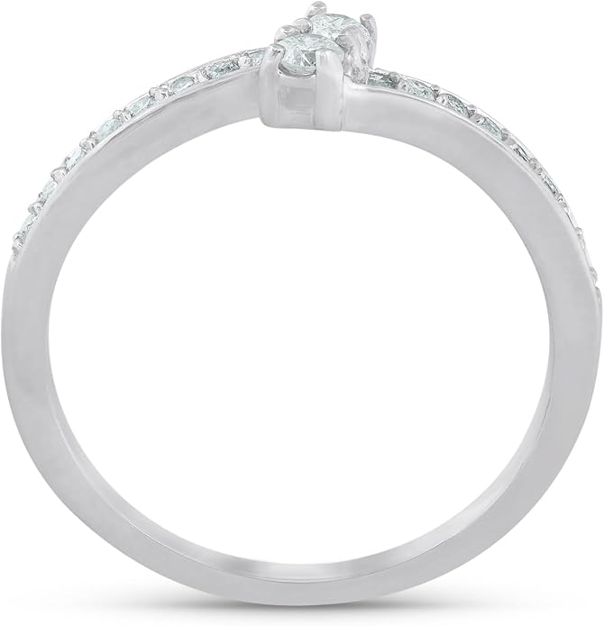 Pompeii 1/4 Ct Two Stone Diamond Engagement Forever Us Ring White Gold Anniversary Band