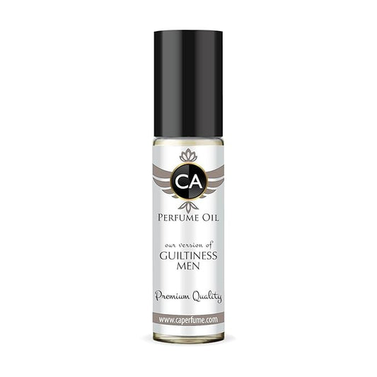 CA Perfume Impression of Guiltiness Men Fragrance Oil Amber Woody Scent Long Lasting Cologne for Men Travel Size TSA Ready Mini Parfum Body Oil Roll-on 0.33 Fl Oz 10ml
