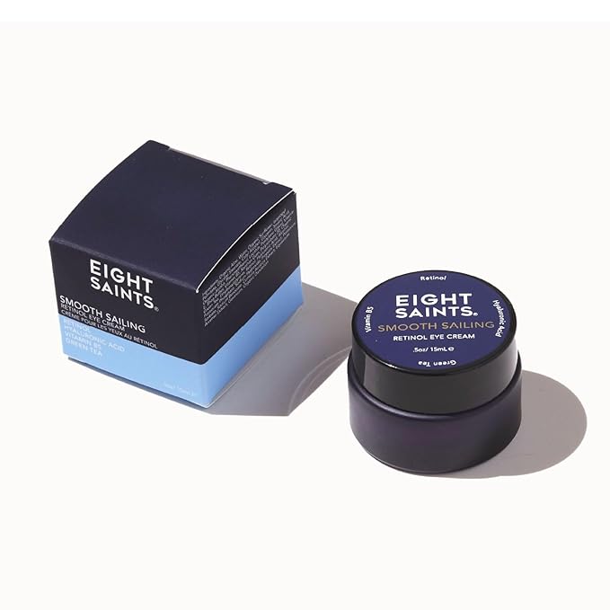 Eight Saints Retinol Eye Cream, Natural & Organic, For Smoothing Fine Lines and Wrinkles and Improve Skin Tone, 0.5 Ounces