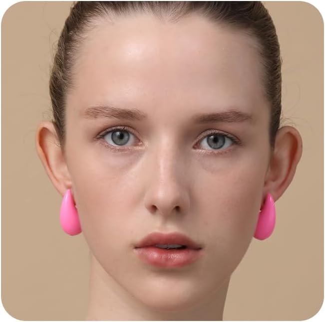 Apsvo Chunky 14K Gold Plated Hoop Earrings for Women, Lightweight Waterdrop Hollow Open Hoops, Hypoallergenic Dupes Earrings