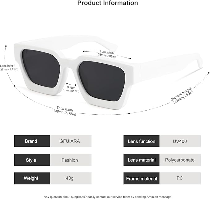 Trendy Square Sunglasses for Men Women Fashion Thick Rectangle Sun Glasses UV Protection Shades Designer Style