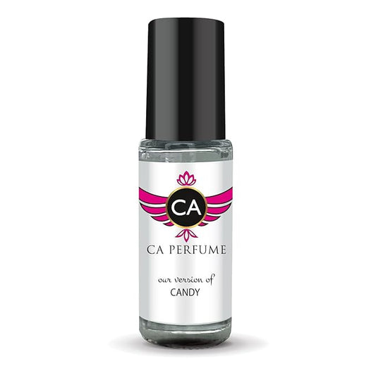 CA Perfume Impression of Candy for Women Perfume Oil Amber Vanilla Scent Long Lasting Perfumes for Women Travel Size Mini Perfume Sample TSA Ready Body Oil Roll-on 0.14 Fl Oz 4ml