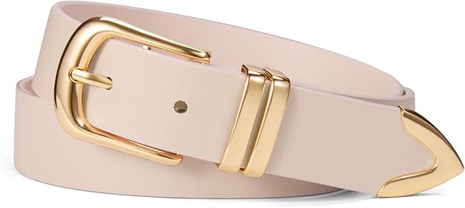 VATAN Women Leather Belt for Jeans Dresses Pants Fashion Ladies Casual Waist Belt with Gold Buckle