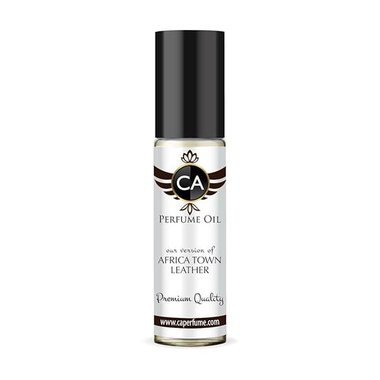 CA Perfume Impression of Africa Town Leather Unisex Fragrance Oil Leather Scent Long Lasting Perfumes for Women & Men Travel Size TSA Ready Mini Parfum Body Oil Roll-on 0.33 Fl Oz 10ml