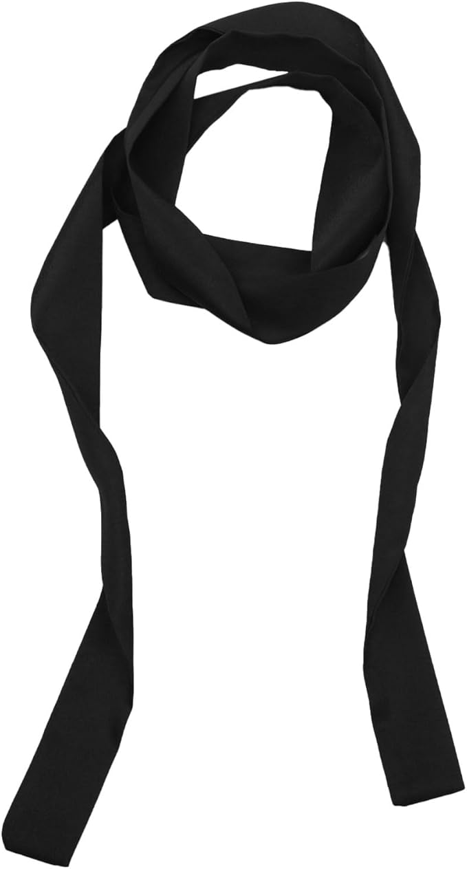 Long Satin Neckerchief Versatile Ribbon Tie Neck Scarf Solid Color Skinny Womens Tie