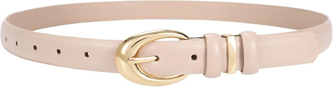 TRIWORKS Women Leather Belt for Jeans Pants Fashion Ladies Skinny Faux Leather Dress belt with Gold Buckle