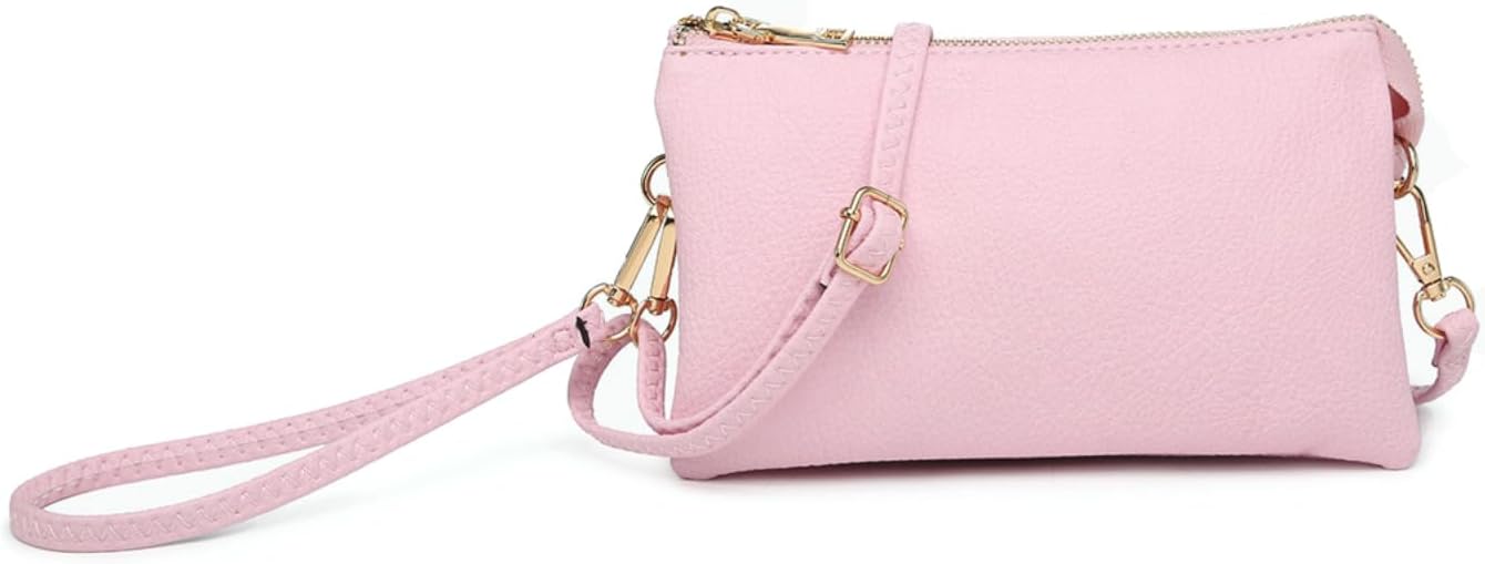 JEN & CO. Riley Small Crossbody Bags for Women Vegan Leather Wristlet Clutch Wallet Purses Handbags with 2 Straps