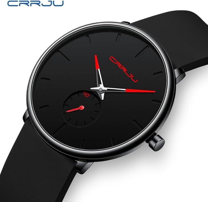 CRRJU Men’s Women Watch Casual Stylish Waterproof Quartz Unisex Wristwatches, Ultra Thin Watches for Men Women, Colorful Silicone Band