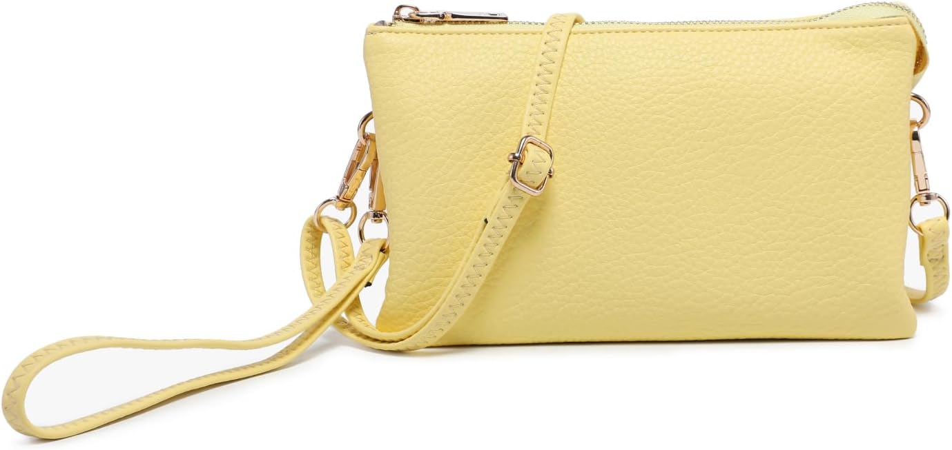 JEN & CO. Riley Small Crossbody Bags for Women Vegan Leather Wristlet Clutch Wallet Purses Handbags with 2 Straps