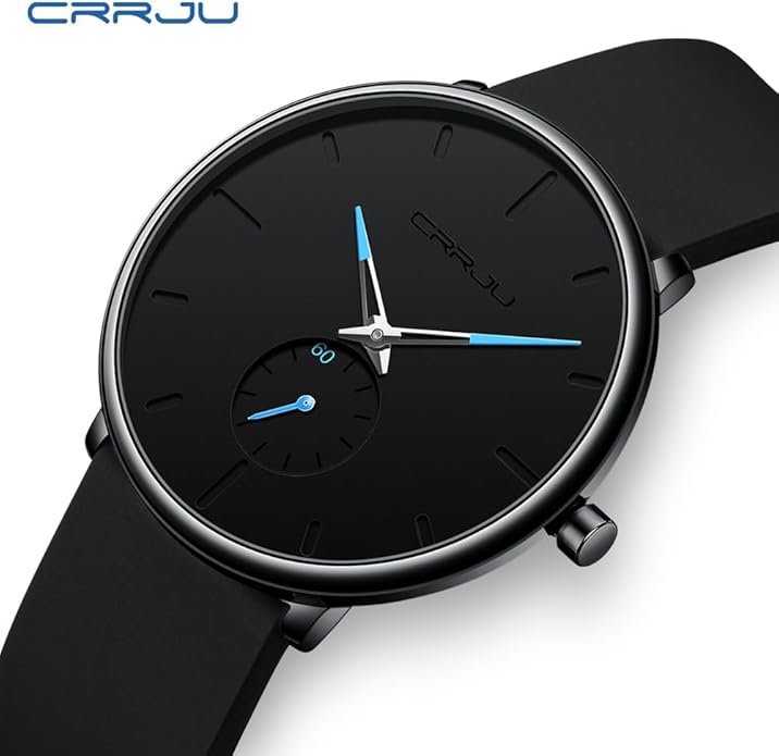 CRRJU Men’s Women Watch Casual Stylish Waterproof Quartz Unisex Wristwatches, Ultra Thin Watches for Men Women, Colorful Silicone Band