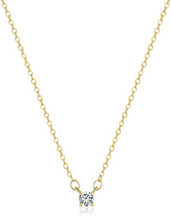 MIDEEO Christmas Gifts for Grandkids CZ Diamond Necklace for Women Dainty Layered Cubic Zirconia Solitaire Pendant Necklace Gold Plated Waterdrop Shape Square Emerald Green CZ Simulated Diamond Bridesmaid Necklace
