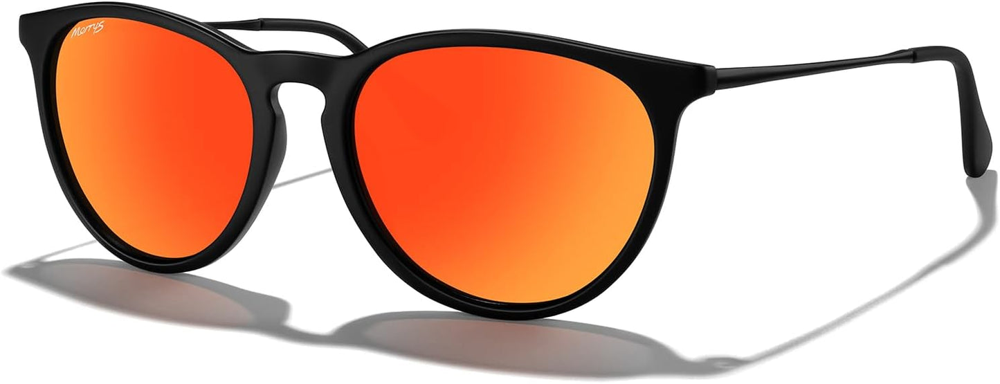 MERRY'S Vintage Polarized Sunglasses for Women Men Retro Round Mirrored Lens Sun glasses UV400