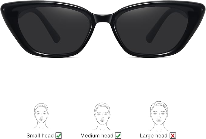 WOWSUN Small Cat Eye Sunglasses Womens Retro Narrow Trendy Polarized Sunglasses
