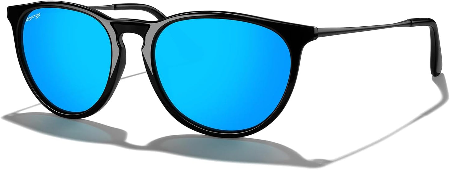 MERRY'S Vintage Polarized Sunglasses for Women Men Retro Round Mirrored Lens Sun glasses UV400
